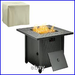 Outsunny Outdoor Propane Gas Fire Pit Table with Rain Cover, 40000 BTU, Black