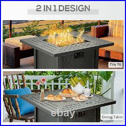 Outsunny Outdoor Propane Gas Fire Pit Table with Rain Cover, 40000 BTU, Black