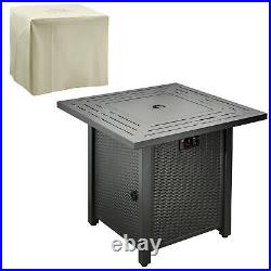 Outsunny Outdoor Propane Gas Fire Pit Table with Rain Cover, 40000 BTU Refurbished