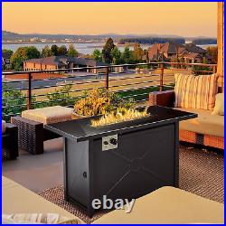 Outsunny Outdoor Propane Gas Fire Pit Table with Rain Cover, 50000 BTU, Black