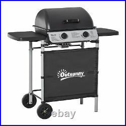 Outsunny Propane Gas Barbecue Grill 2 Burner Cooking BBQ 5.6 kW with Side Shelves