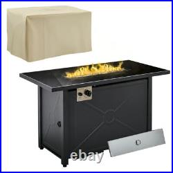 Outsunny Propane Gas Fire Pit Table Rain Cover 50000 BTU Black Patio Garden Heat