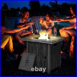 Outsunny Propane Gas Fire Pit Table with Cover, 40,000 BTU Firepit, Grey