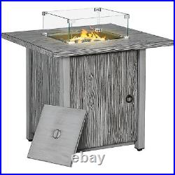 Outsunny Propane Gas Fire Pit Table with Cover, 40,000 BTU Firepit, Grey