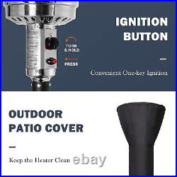 Pamapic Patio Heater with Cover, Outdoor Gas Patio Heater with Wheels, Patio Out