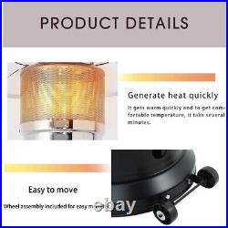 Patio Heater Gas Powered Steel Outdoor Heating Catering with Wheels 5-13KW Black