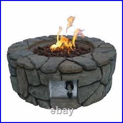 Peaktop Firepit Outdoor Gas Fire Pit Concrete Style, Cover Ignition HF09501AA-UK