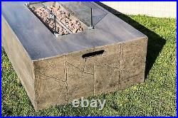 Peaktop Firepit Outdoor Gas Fire Pit Concrete Style, With Cover HF48708AA-UK