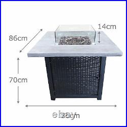 Peaktop Firepit Outdoor Gas Fire Pit Rattan, Cover, Easy Ignition HF34501BA-UK