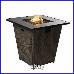Peaktop Firepit Outdoor Gas Fire Pit Rattan With Lava Rock & Cover HF30200AA-UK