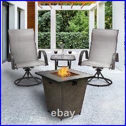 Peaktop Firepit Outdoor Gas Fire Pit Rattan With Lava Rock & Cover HF30200AA-UK