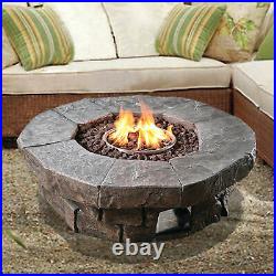 Peaktop Firepit Outdoor Gas Fire Pit Resin With Lava Rock & Cover HF11802AA-UK
