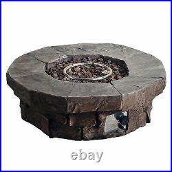 Peaktop Firepit Outdoor Gas Fire Pit Resin With Lava Rock & Cover HF11802AA-UK