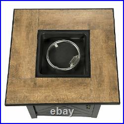 Peaktop Firepit Outdoor Gas Fire Pit Steel With Glass Rocks & Cover HF30181BA-UK
