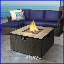 Peaktop Firepit Outdoor Gas Fire Pit Steel With Lava Rock & Cover HF31188AA-UK