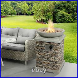 Peaktop Firepit Outdoor Gas Fire Pit Stone With Lava Rock & Cover HF29308AA-UK