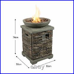 Peaktop Firepit Outdoor Gas Fire Pit Stone With Lava Rock & Cover HF29308AA-UK