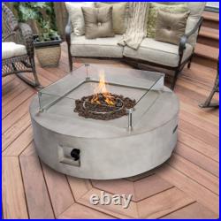 Peaktop Firepit Outdoor Gas Fire Pit Stone With Lava Rock & Cover HF42408AA-UK
