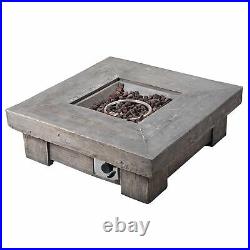 Peaktop Firepit Outdoor Gas Fire Pit Wooden With Lava Rock & Cover HF11501AA-UK