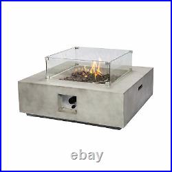 Peaktop Outdoor Garden Patio Square Gas Fire Pit Wth Glass Screen HF35708AA-UK