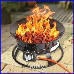 Portable Gas Fire Pit Bowl with Lava Rocks Outdoor Garden Patio Camping Heater