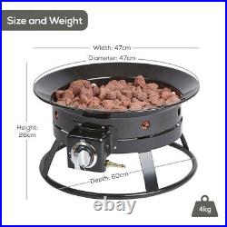 Portable Gas Fire Pit Bowl with Lava Rocks Outdoor Garden Patio Camping Heater