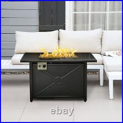 Propane Fire Pit Table 40000 BTU Gas Firepit with Tempered Glass Tabletop, Cover