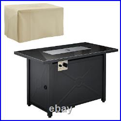 Propane Fire Pit Table 40000 BTU Gas Firepit with Tempered Glass Tabletop, Cover
