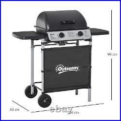 Propane Gas Barbecue Grill 2 Burner Cooking BBQ Grill 5.6 kW with Side Shelves