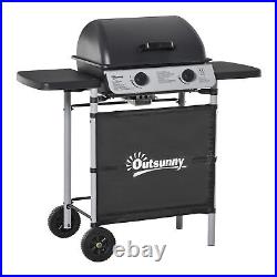 Propane Gas Barbecue Grill 2 Burner Cooking BBQ Grill 5.6 kW with Side Shelves