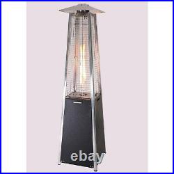 Pyramid Flame Tower Outdoor Gas Patio Heater Black with Free Cover