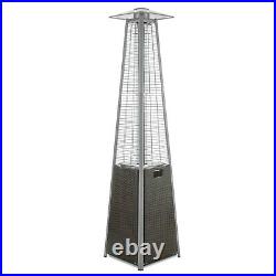 Pyramid Flame Tower Outdoor Gas Patio Heater Brown Rattan/Wicker wit EQODHFTBR