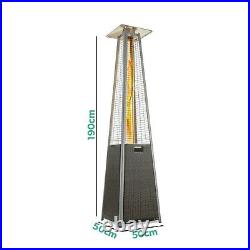Pyramid Flame Tower Outdoor Gas Patio Heater Brown Rattan/Wicker wit EQODHFTBR