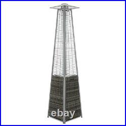 Pyramid Flame Tower Outdoor Gas Patio Heater Grey Rattan/Wicker with Free Cove