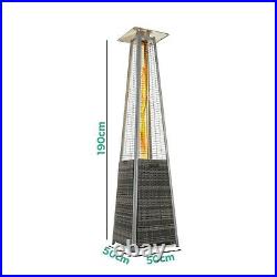 Pyramid Flame Tower Outdoor Gas Patio Heater Grey Rattan/Wicker with Free Cove