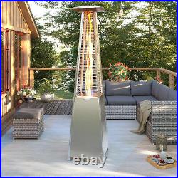 Pyramid Gas Patio Heater 13kW Commercial/Garden Use, Stainless Steel with Wheels