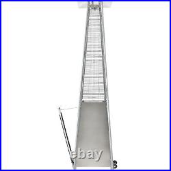 Pyramid Gas Patio Heater 13kW Commercial/Garden Use, Stainless Steel with Wheels