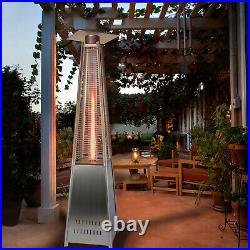 Pyramid Gas Patio Heater Free Standing Powered Stainless Steel Outdoor Burner UK