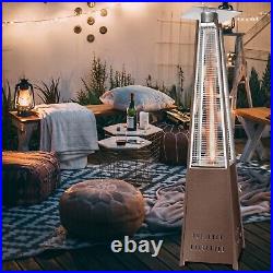 Pyramid Patio Gas Heater Outdoor 48000BTU Propane Garden Fire with Wheels & Cover