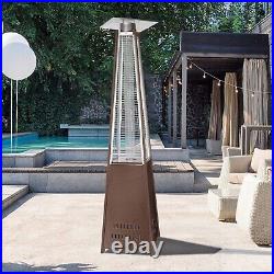 Pyramid Patio Gas Heater Outdoor 48000BTU Propane Garden Fire with Wheels & Cover