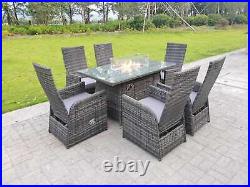Rattan Garden Furniture Gas Fire Pit Heater Dining Table Reclining Chairs Sets