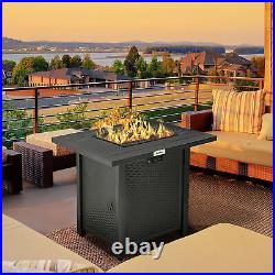 Rattan-style Propane Gas Fire Pit Table with 40,000 BTU Burner Waterproof Cover