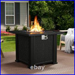 SINGLYFIRE 50000 BTU Square Propane Fire Pit Table Gas Firepit with Lava Rocks Lid
