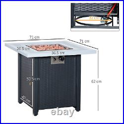 Square Propane Fire Pit Table 40000 BTU Gas Firepit with Lava Rocks and Lid