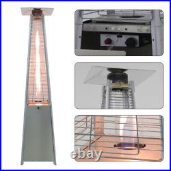 Stainless Steel 14KW Outdoor Gas Pyramid Tower Flame Patio Heater with Wheels