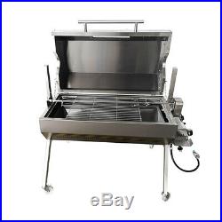 Stainless Steel Dual Fuel Spit Roaster 1000mm Cook with gas or charcoal