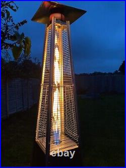 Stylish Pyramid Gas Patio Heater 13KW Stainless Steel Wheels Cover Included