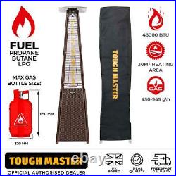 TOUGH MASTER Patio Gas Heater 13KW Pyramid Rattan Style Outdoor Warmer, Cover