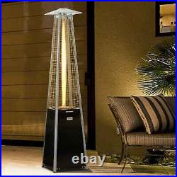 Tall Patio Gas Heater Black with Protective Cover Outdoor Light Wheels Adjustable