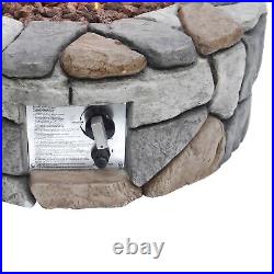 Teamson Garden Small Gas Fire Pit Outdoor Heater with Lava Rocks & Cover Patio